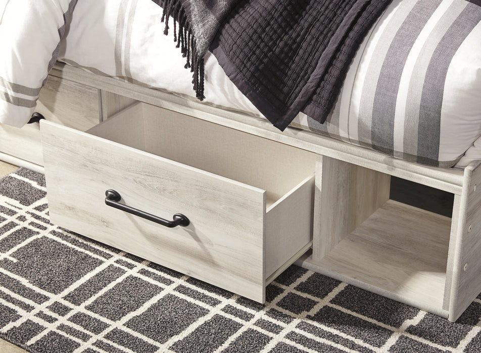 Cambeck  Panel Bed With 2 Storage Drawers With Mirrored Dresser