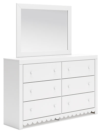 Mollviney Full Panel Bed with Mirrored Dresser