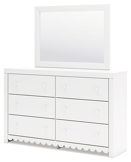 Mollviney Twin Panel Storage Bed with Mirrored Dresser