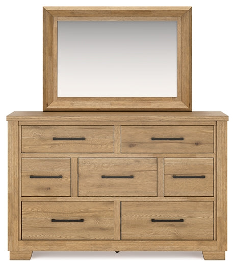 Galliden King Panel Bed with Mirrored Dresser