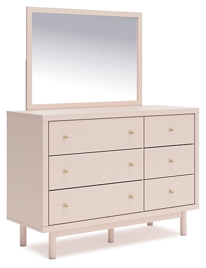 Wistenpine Twin Upholstered Panel Headboard with Mirrored Dresser, Chest and 2 Nightstands