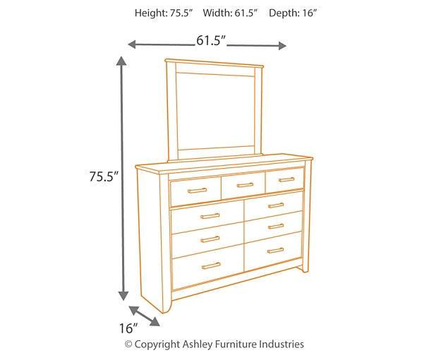 Zelen King/California King Panel Headboard with Mirrored Dresser