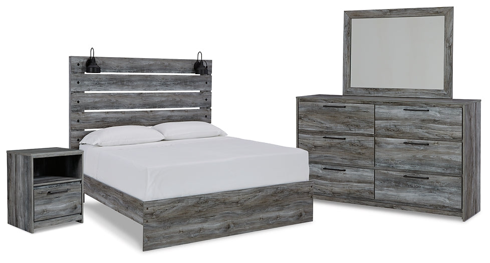 Baystorm Queen Panel Bed with Mirrored Dresser and Nightstand