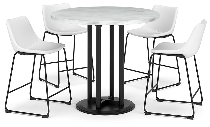 Ashley Express - Centiar Counter Height Dining Table and 4 Barstools