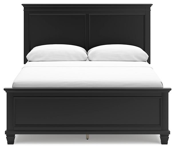 Lanolee Queen Panel Bed with Mirrored Dresser, Chest and Nightstand