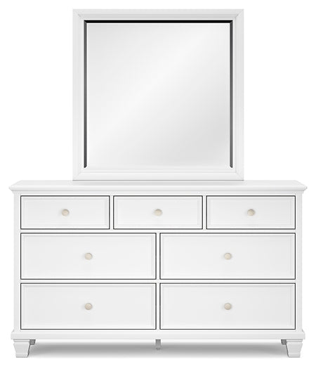 Fortman Queen Panel Bed with Mirrored Dresser, Chest and Nightstand