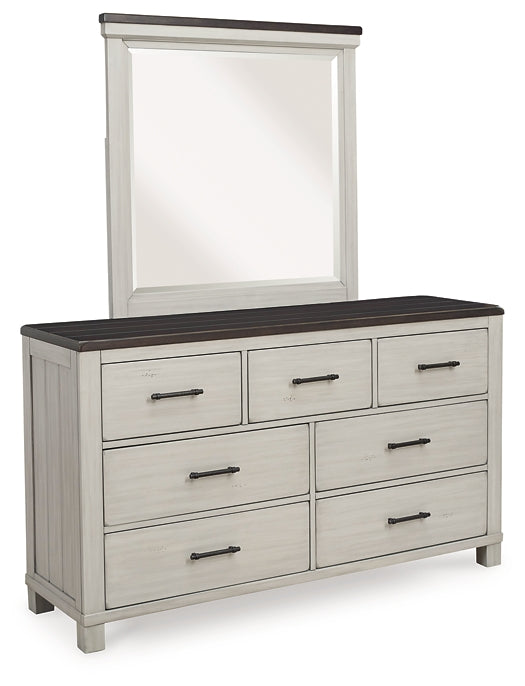 Darborn Queen Panel Bed with Mirrored Dresser and 2 Nightstands